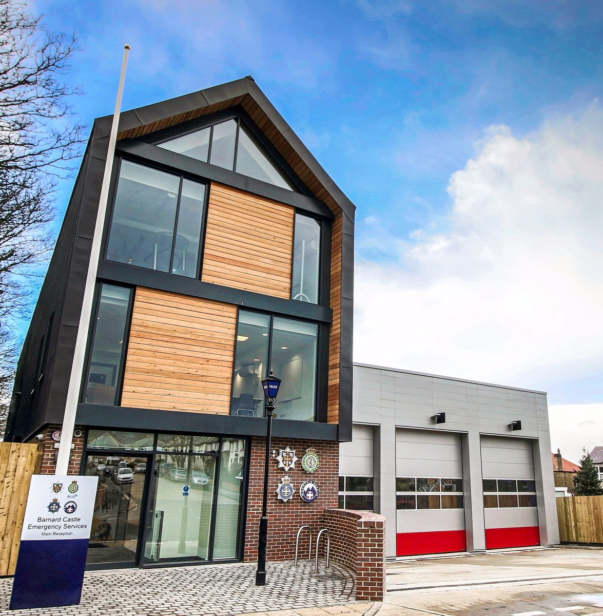 NapperArchitect's tweet image. Finally a bit of blue sky to photograph the recently completed Emergency Services Quad Station at Barnard Castle