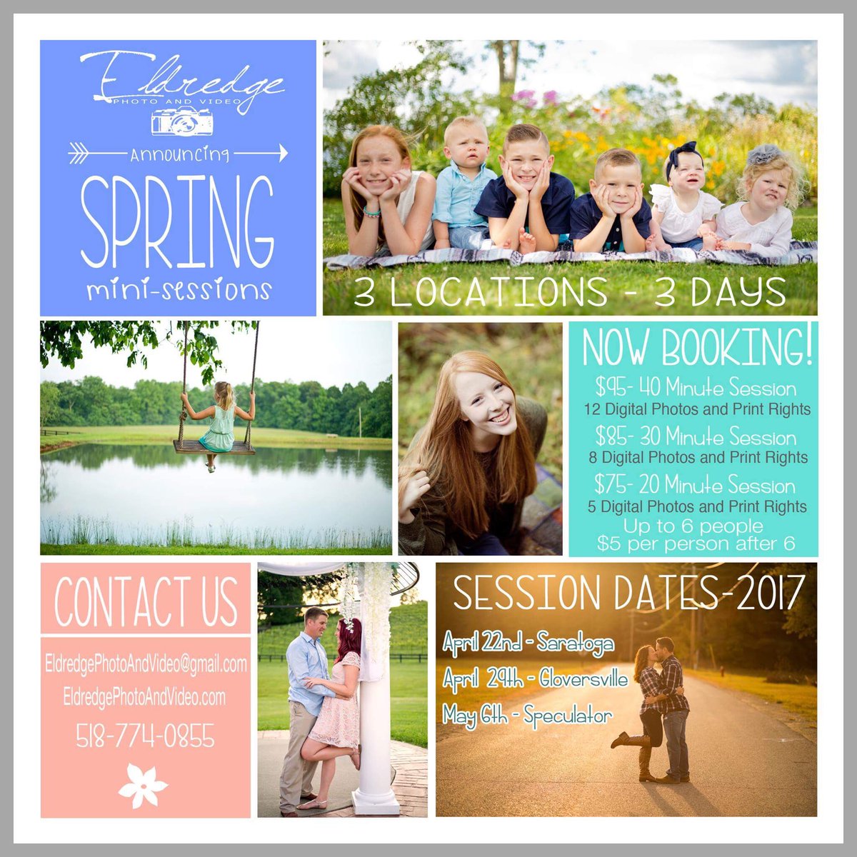 ASRChamber's tweet photo. Eldredge Photo and Video has announced Spring Mini Sessions in Speculator, Gloversville, and Saratoga 📷👩🏻👨🏼🌷 https://t.co/0fnrMfRn34