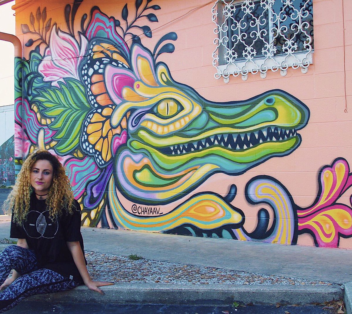 A curly-headed Seminole and her baby Gator chillin' in Gville. #streetart #graffiti #floridagators @UniversityofF