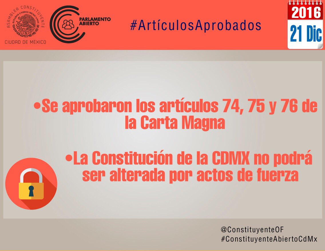 ConstituyenteOF's tweet photo. #TomaNota #AsíOcurrió la Constitución #CDMX no podrá ser alterada por actos de fuerza #difusión #parlamentoabierto https://t.co/eBNtdkA6Rw