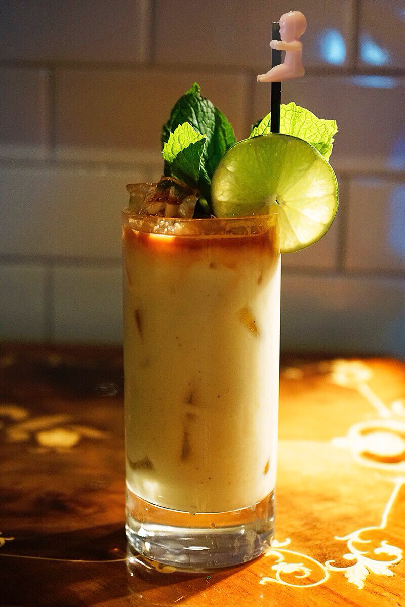 Fat Tuesday's king cake reward...a delicious pistachio Mai Tai. "The Stache", here to give you the ride of your life.