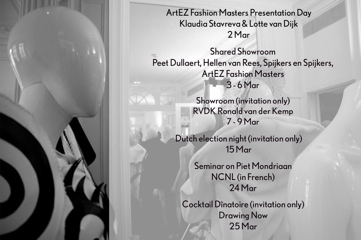 This March at the #atelierneerlandais: showrooms for #fashionweek #PFW, Dutch election night, a seminar &amp; Drawing Now cocktails. #NLFR