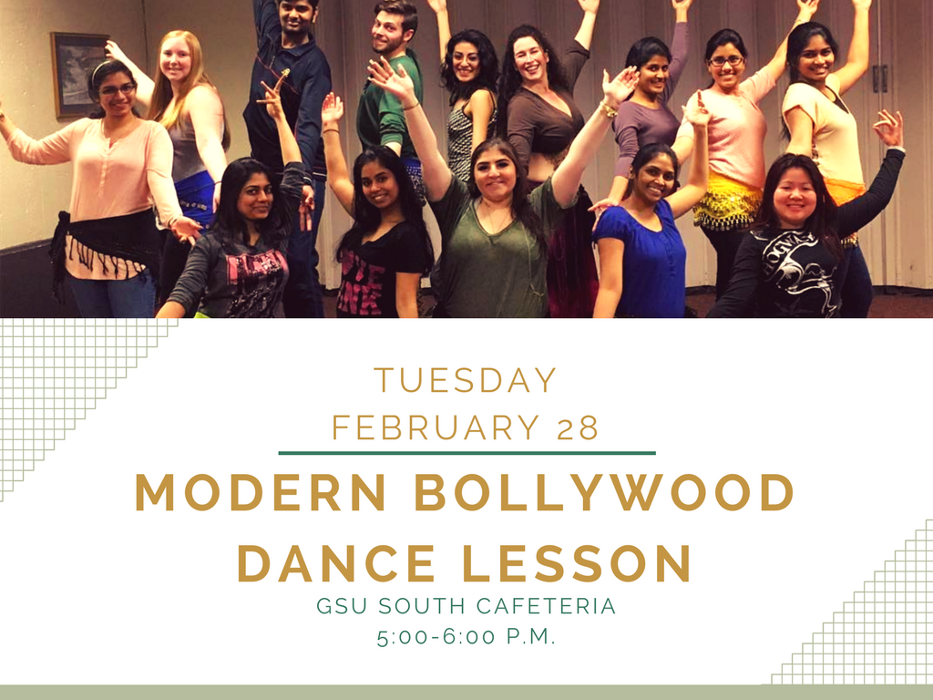 HawksAbroad's tweet photo. Ever wanted to dance like Bollywood stars? Learn modern Bollywood dancing today in GSU from 5:00-6:00 PM. #IntlWeek2017 @Uhartekta https://t.co/LZnwAf0kxy