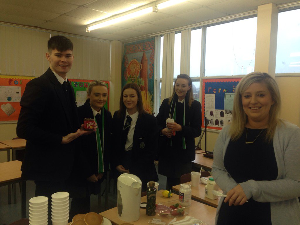 year13lismore's tweet photo. 14.26 enjoying pancake treats this morning! Thank you Ms McCartan https://t.co/6HF9YlxrPA