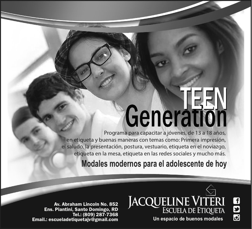 EtiquetaJV's tweet photo. Teen Generation... Un Programa para toda la vida... Modales modernos para el adolescente de hoy... #EscueladeEtiquetaJV #TeenGeneration https://t.co/LBGETx8v14