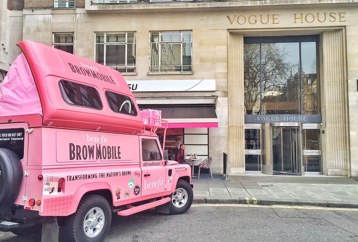 The <a href="/BenefitUK/">Benefit Cosmetics UK</a> Browmobile pays Vogue House a visit