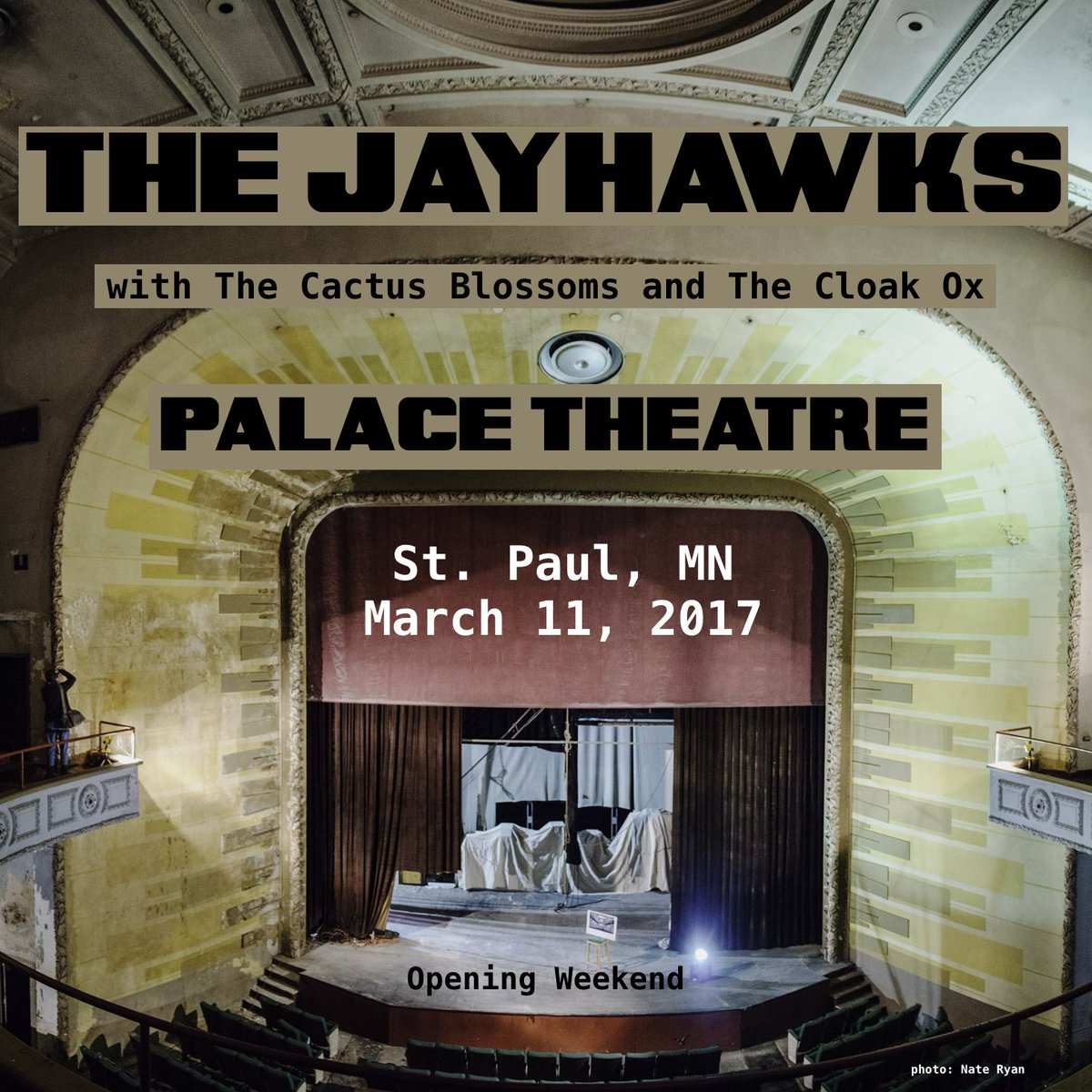 Less than 2 weeks until the <a href="/PalaceStPaul/">Palace Theatre</a> kick off on 3/11 w/<a href="/TheCBsMusic/">We've moved</a> &amp; <a href="/thecloakox/">thecloakox</a>. Get your tickets now: bit.ly/2jvvtcR