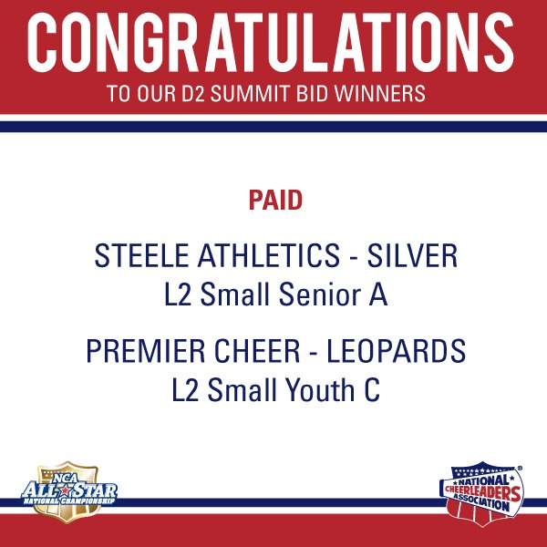 NCA on Twitter "Congratulations to all of our Summit and D2 Summit Bid