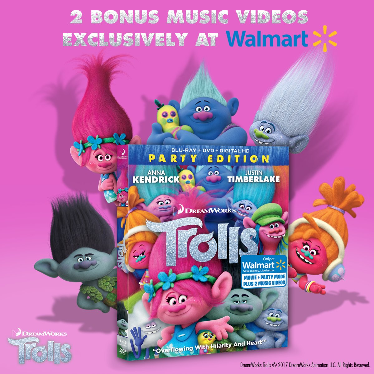 Trolls's tweet photo. You can #BringHomeHappy DreamWorks Trolls Party Edition with TWO bonus music videos, exclusively at @Walmart! https://t.co/wBbEgPHoXJ https://t.co/NVKOhrbHbC