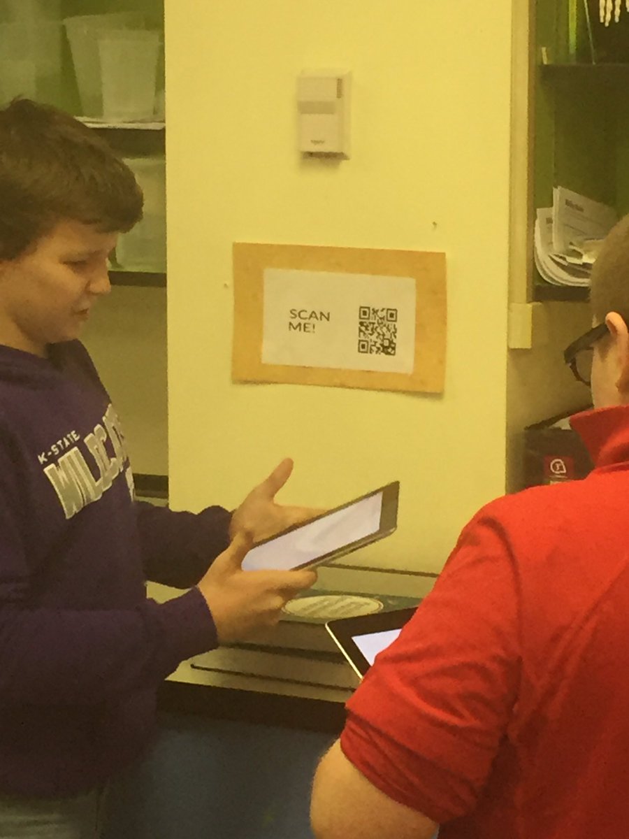 Using QR codes in 7th grade science today to introduce atoms and elements.