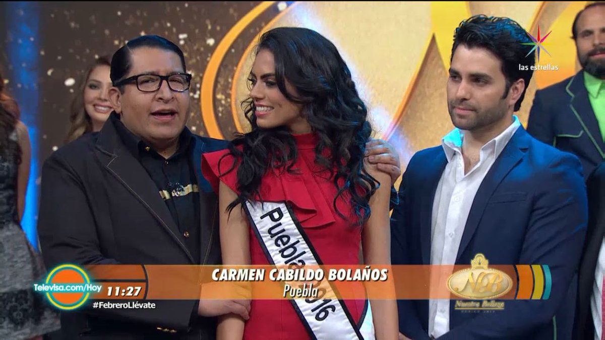 OficialNBP's tweet photo. ¡Guapísima Carmen Cabildo @Nbm_Puebla  en el @programa_Hoy junto con sus padrinos @kaffievillano y @AlanSlim!

¡Sigan votando por #Puebla! https://t.co/x2p7w8mrlo