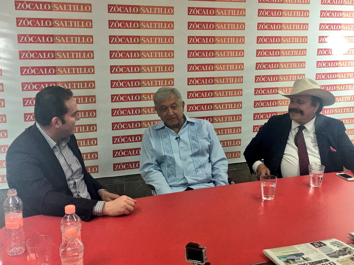 uncafeconcecygu's tweet photo. Acompaño a @lopezobrador_ en @PeriodicoZocalo  en entrevista con el buen amigo Paco Juaristi. #CoahuilaEsMorena #Saltillo https://t.co/ZV6rlYowzC