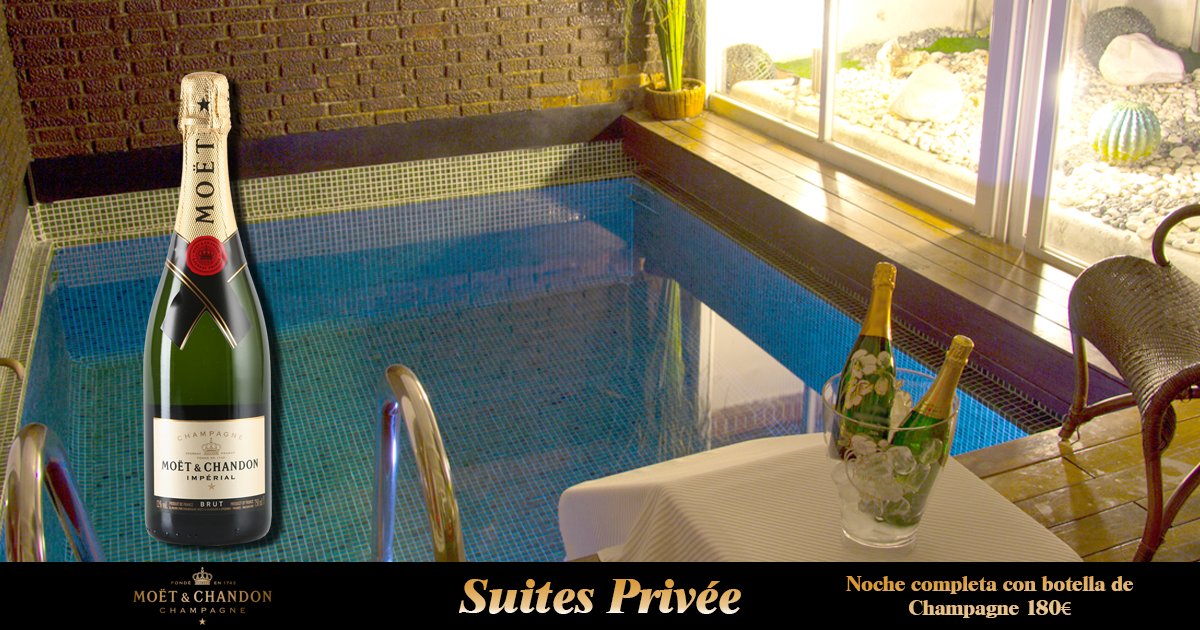 SuitesPrivee's tweet photo. Haz tu fantasía realidad en Suites Privée: noche completa en suite de lujo de 200m2 con piscina privada más botella de Moët &amp; Chandon 180€!! https://t.co/K2kCtDVtAn