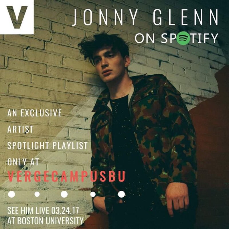 VergeCampusBU's tweet photo. Exclusive Spotify Playlist No. 4 from #BostonBreakthrough artist @jonny_glenn !! #OnTheVerge of Being Free! Listen: https://t.co/WwSIEK3uaz https://t.co/eluzt5BOls