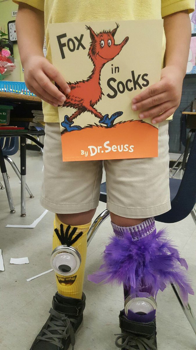 CampbellDriveK8's tweet photo. #cdk8invincible continues to learn about Dr. Seuss this week with Fox in Socks Day @MDCPS_ELA https://t.co/mtwGsz1Lyx