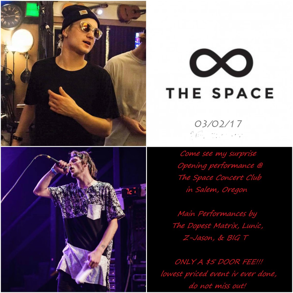 MARCINVII's tweet photo. Surprise Performance at The Space Club in Salem 
Opening for @TheDopestMatrix #Tour | THIS Thursday, 03/02/17
drs: 6pm | only $5 | all ages https://t.co/rEy0IjDWFi