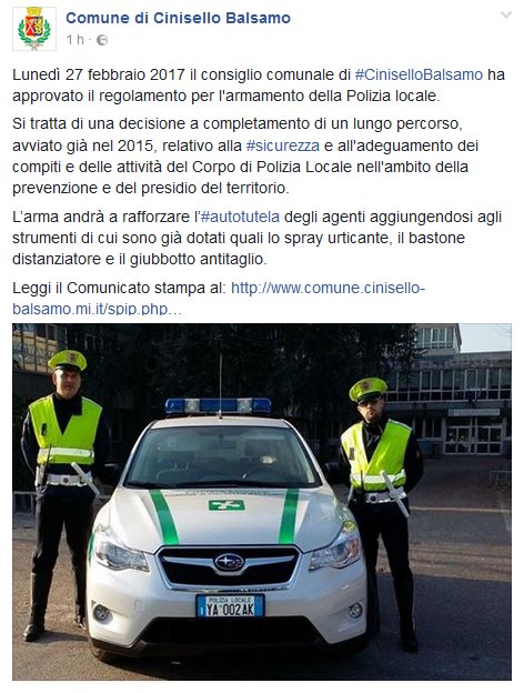 #Cinisello | Sicurezza vuol dire rispetto dei diritti x istruzione, casa, lavoro, sanità, non armi in mano ai vigili o sorveglianza ovunque.
