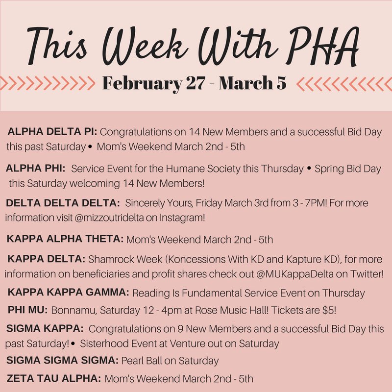 MizzouPHA's tweet photo. Check out what #ThisWeekWithPHA looks like! https://t.co/UqXnfXV0rs