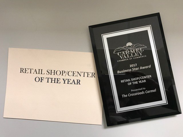 The Crossroads Carmel has been awarded Retail Shop/Center of The Year from the Carmel Valley Chamber of Commerce!