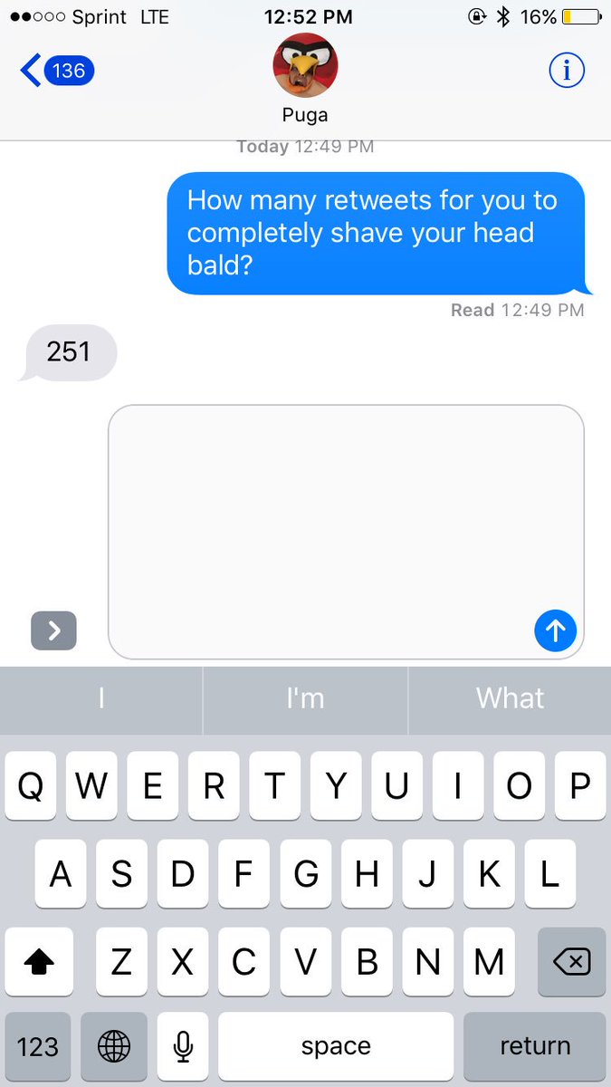 treysace's tweet image. 251 retweets for @AaronPuga51 to shave his head completely bald