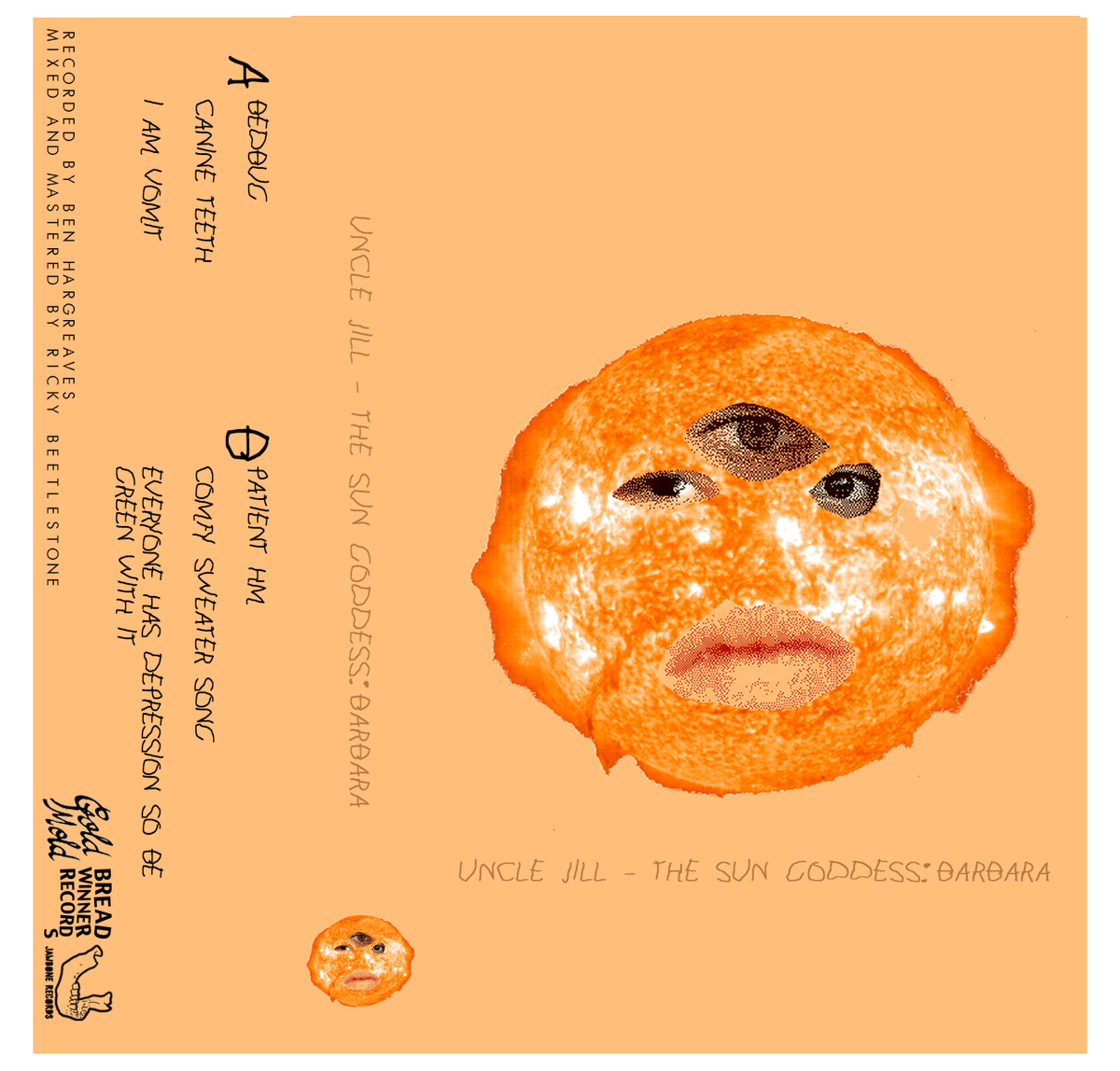 breadwinnerrecs's tweet photo. BWR002 is @unclejillband's EP The Sun Goddess: Barbara. We're co-releasing it on tape w/ @GoldMoldRecords and Jawbone. Music/more to follow. https://t.co/lynYdInAN0