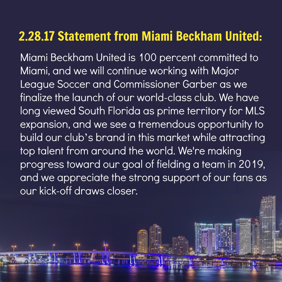 SchwartzMedia's tweet image. Miami Beckham United is 100% committed to Miami: