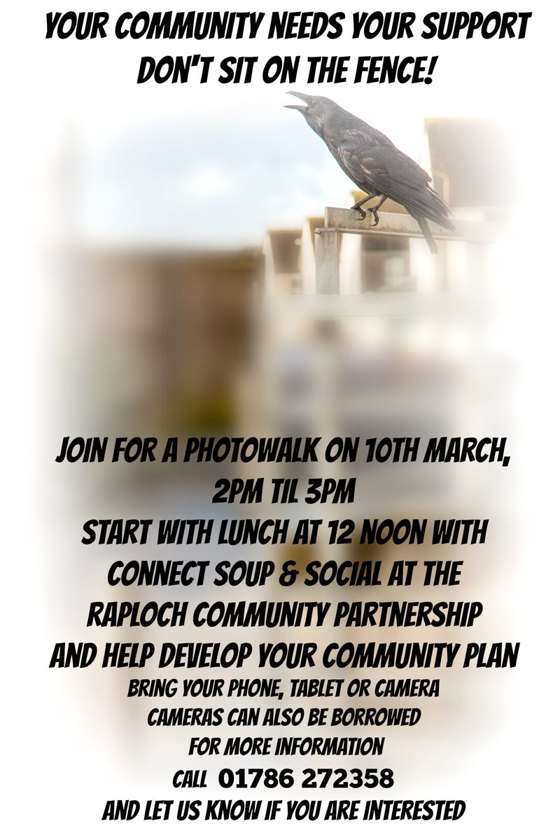 Lovely followers please RT. Come join the Photowalk on 10th March 2-3pm #raploch #communityregeneration