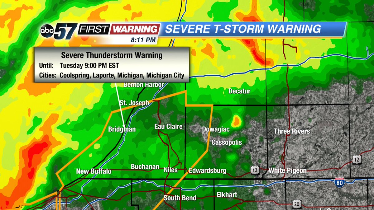gregbobos's tweet image. SEVERE T-STORM WARNING - Including Berrien Co #MIwx  Turn NOW to ABC-57 News abc57.com/category/31611…