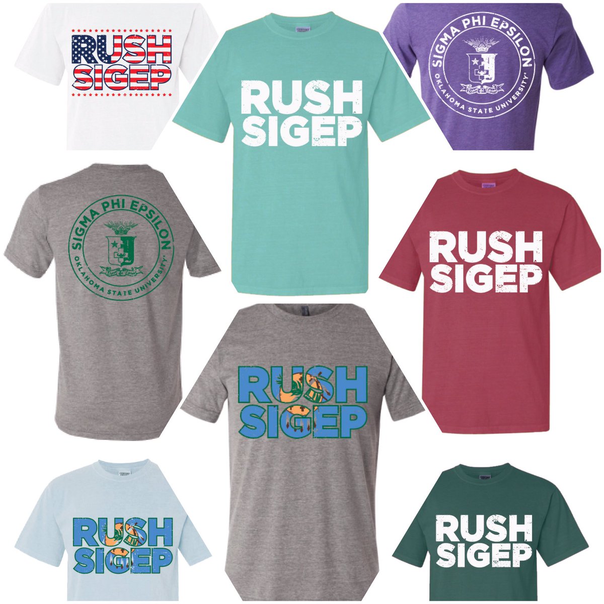 OKSTSigEpShirts's tweet photo. We have tons of options for #RushSigEp shirts this year. Even more in the link!! Closing March 8th at 10 p.m. https://t.co/pIkUK8pu60 https://t.co/TxdIPF2I79