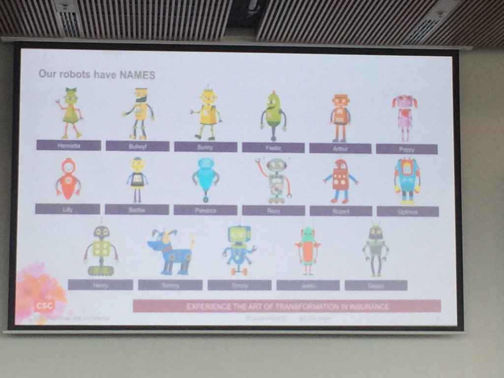 Louisevdkraan's tweet photo. Meet our family of Robots who are fast tracking processes @rajeshxchanging on RPA #transformwithcsc @CSCAustralia https://t.co/zjLWNgfNbW