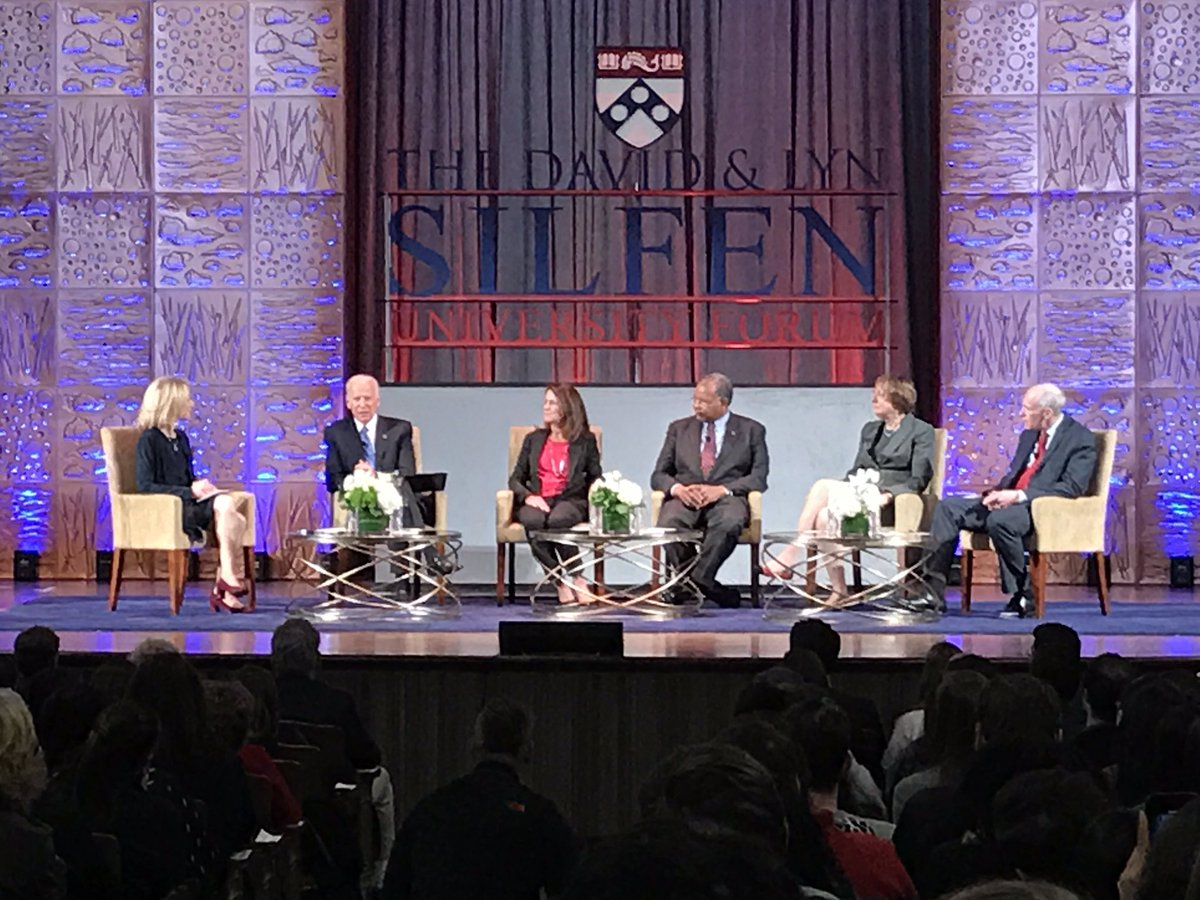 LouisaJShepard's tweet photo. At #SilfenForum @Penn: @JoeBiden say "there's great promise now" to find a cure. #CancerMoonshot. https://t.co/QK2zwLW3We