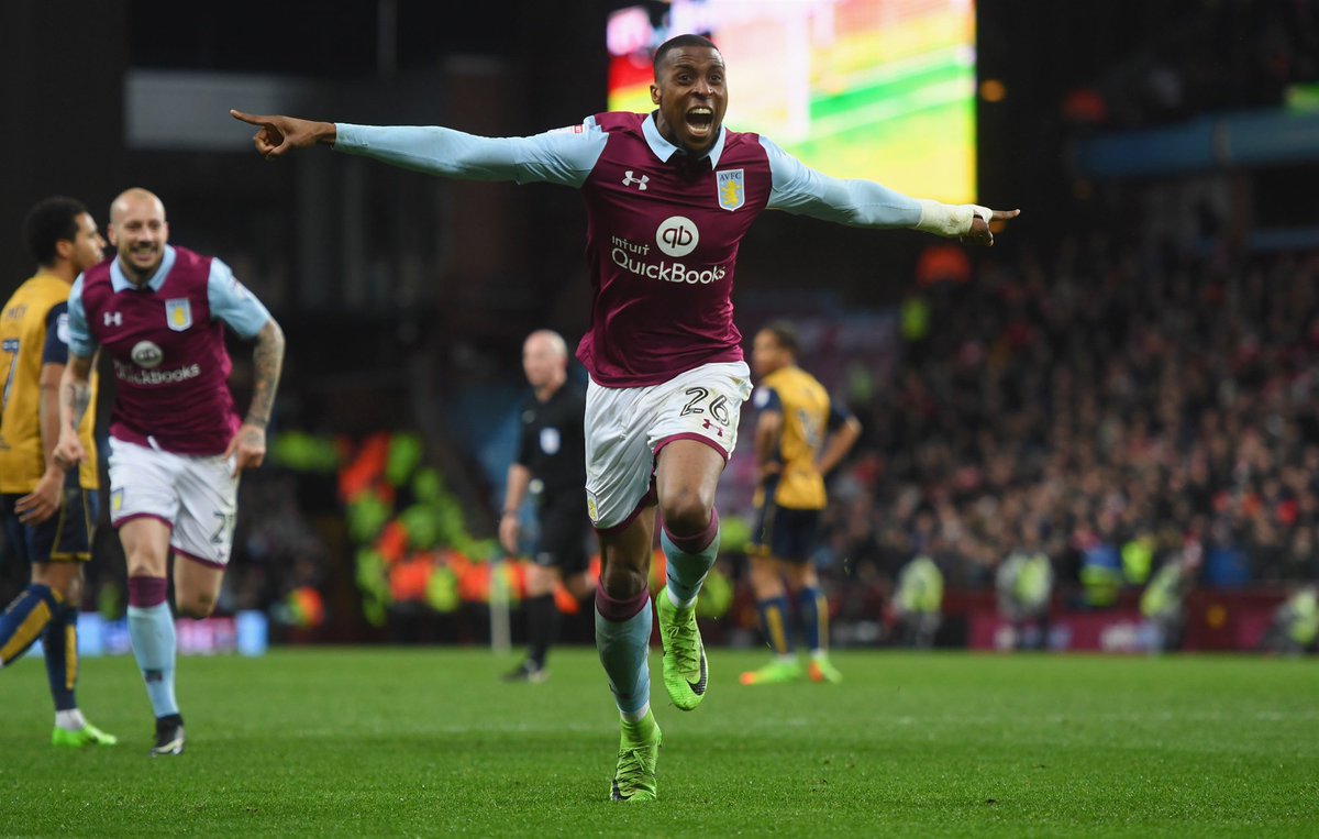AstonVilla's tweet photo. #AVFC 2-0 #BristolCity - GOAL PIC: 😍❤️ this image as @J_Kodjia wheels away following his opener. #AVLBRC https://t.co/2cC3I0rkuo
