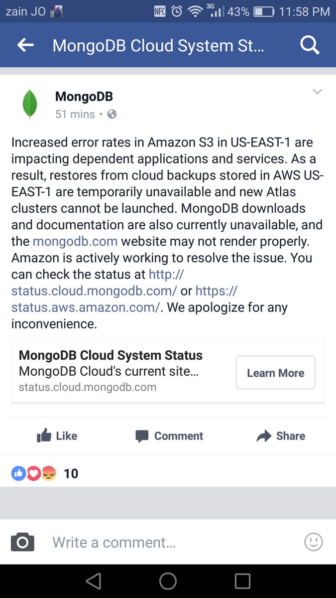 MalakMSAH's tweet image. Reading this killed me 😢
How @MongoDB don&apos;t have a back up plan!
#amazon_s3