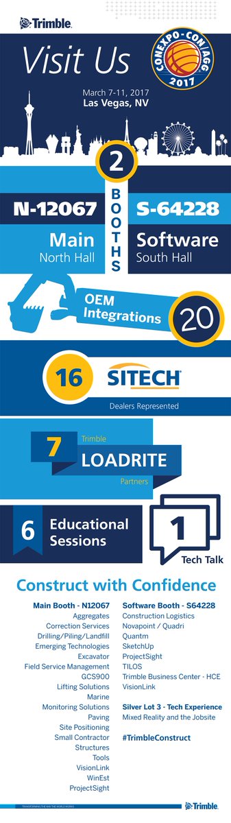 loadsystems's tweet image. The countdown is on - just 1 week until #conexpoconagg. Your guide to Trimble is here: construction.trimble.com/conexpo2017 #TrimbleConstruct