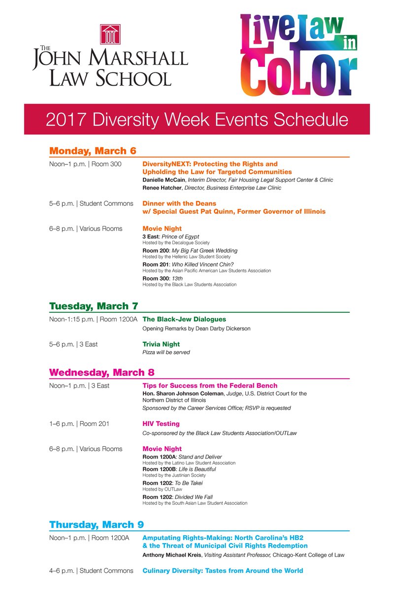 uiclaw's tweet image. Mark Your Calendars: Our annual Diversity Week starts Monday. Check out all the great activities we have planned. Hope to see you all there!