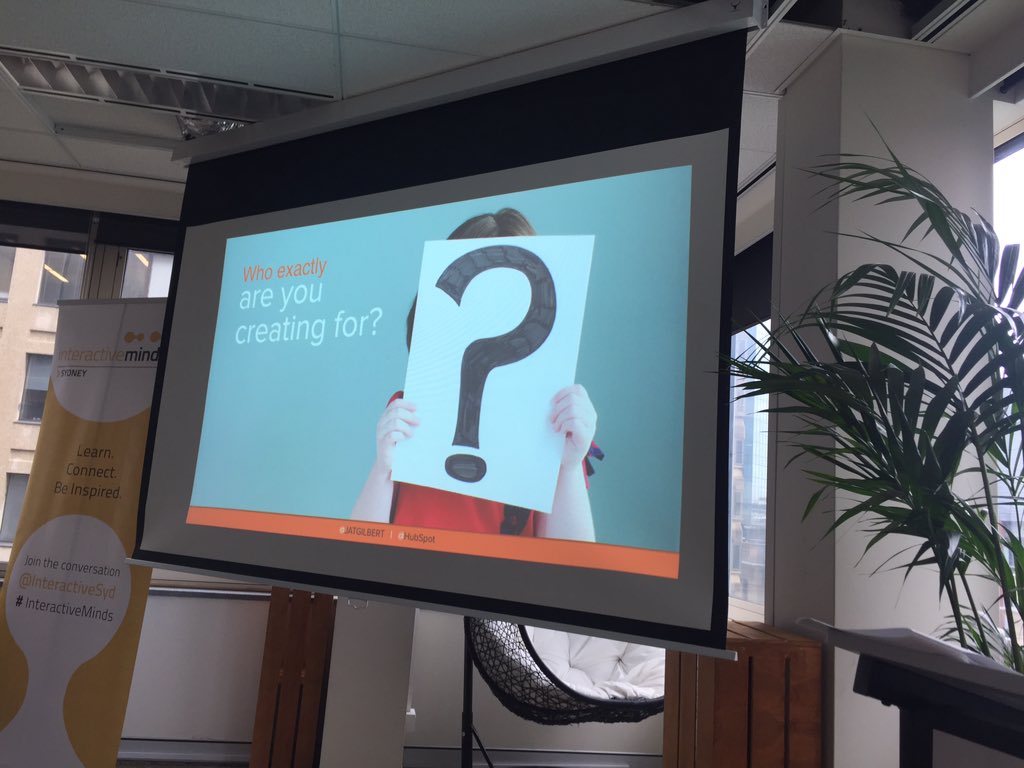 InteractiveSyd's tweet photo. It's imperative to know your buyer persona, says @HubSpot's @jatgilbert #interactiveminds #IMSyd #digitalmarketing https://t.co/VWAqvmTp5x