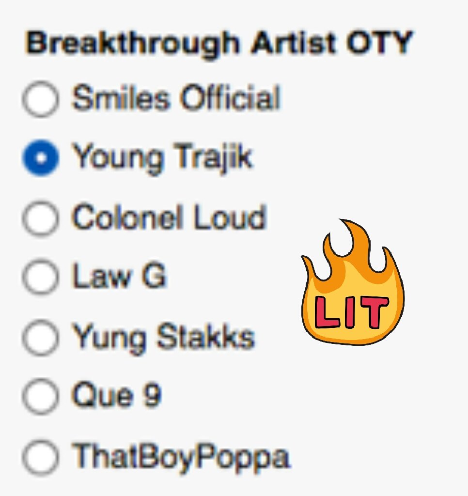 Trizzle44's tweet photo. 'BreakThru Artist OTY' category, vote YOUNG TRAJIK and most importantly, please share the news!! #BANGMODE
https://t.co/9lUJcwTIRk https://t.co/4Trhpvjj5Y