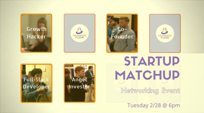 mattdday's tweet photo. Don't miss our #StartupMatchup at @foundersfloor tonight &amp; 6:00 p.m. Network and matchup with other entrepreneurs. https://t.co/Ei59e2Tl2K https://t.co/PN6qZA0JZa