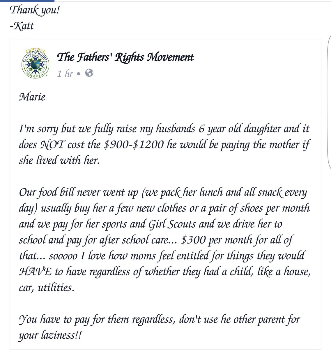 TFRMovementOK's tweet photo. In my eyes you are not an "Independent " women or doing it "alone"
-Katt https://t.co/xpCcv3ZV2G