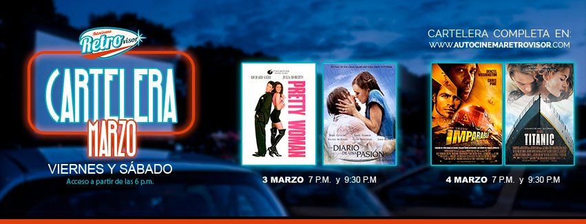 autocinemaretro's tweet photo. Ven a disfrutar de estas funciones dobles en este fin de semana con nosotros. #AutocinemaRetrovisor https://t.co/Tl6nuRjSGm