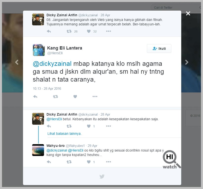 Dicky Zainal Arifin: Shalat Tidak Dijelaskan Di Qur’an, Hanya Kesepakatan Saja hikmatulimanwatch.org/2017/03/01/dic…