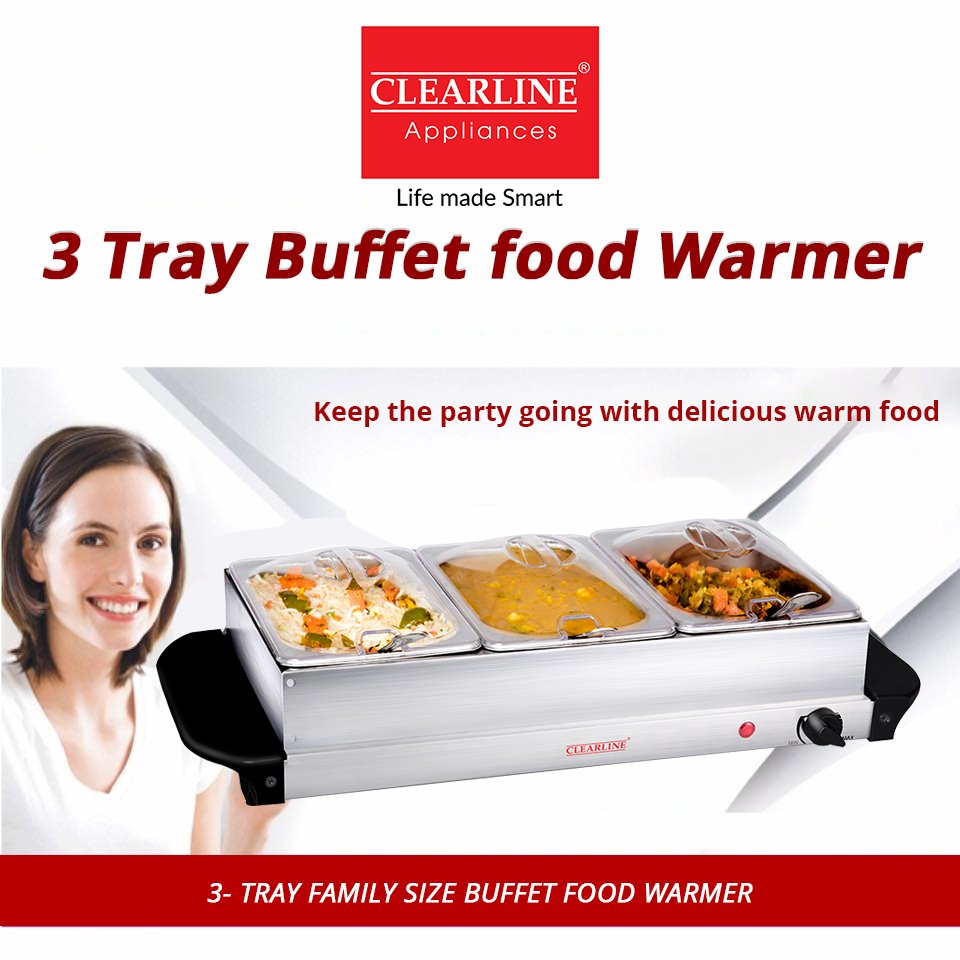 Family-size Triple Buffet Server with Food Warmer