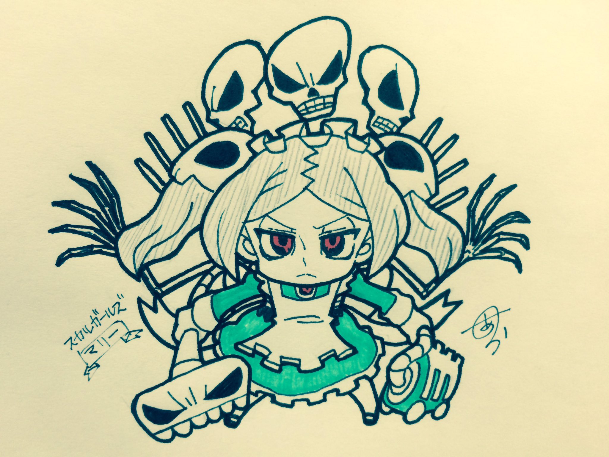 あらちゃん A Twitter かわいいボスキャラ スカルガ落書き その14 マリー スカルガールズ Skullgirls