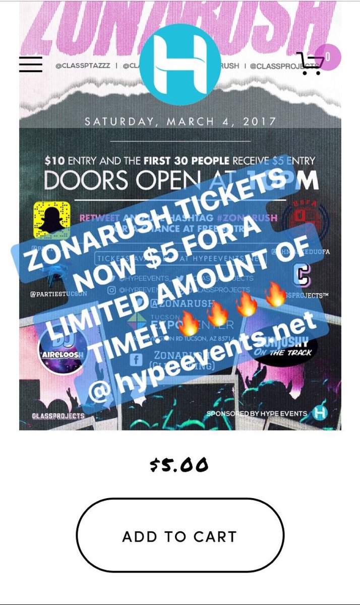 ShmackedUofA's tweet photo. @Zonarush tickets $5 for a limited time!!! Get them cheap while you can💸💸 https://t.co/UwR9dxBuOS
