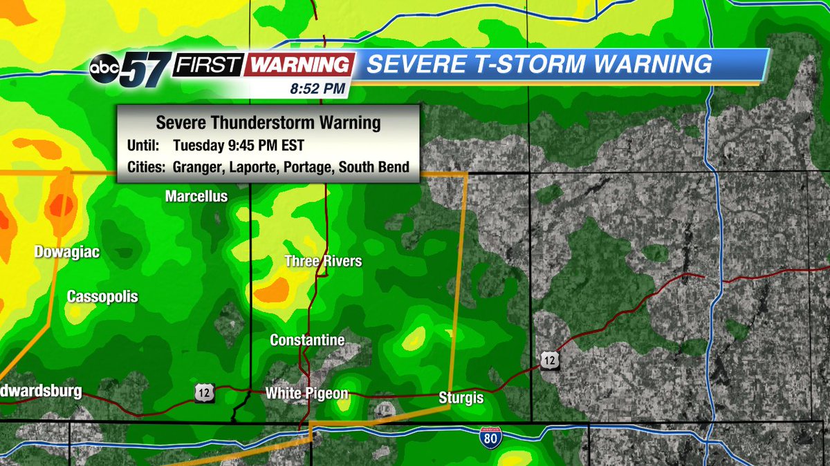 gregbobos's tweet image. SEVERE T-STORM WARNING - Including St. Joseph Co #MIwx  Turn NOW to ABC-57 News abc57.com/category/31611…