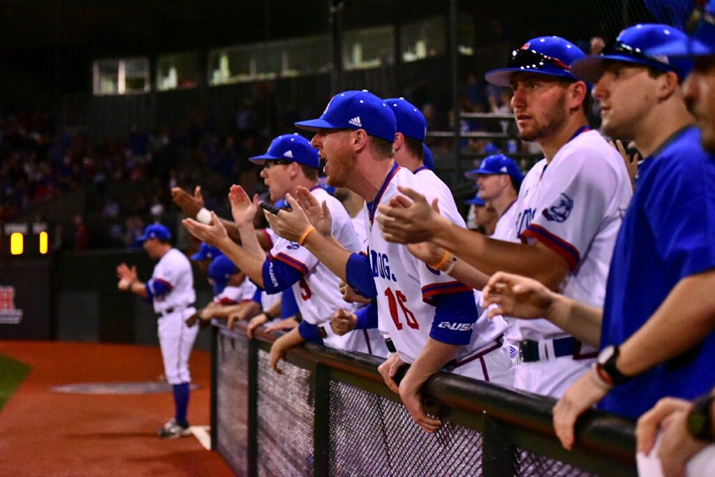 LATechBSB's tweet photo. What. An. Inning. Louisiana Tech strikes for four in the frame. After six innings, LA Tech leads #20 Arkansas, 4-1 #EverLoyalBe https://t.co/tjnIso6Nti