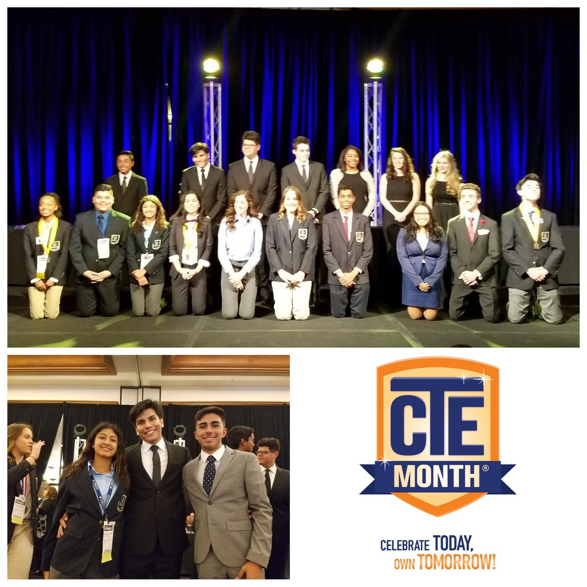 DECADVHS's tweet photo. Day 28 of #CTEmonth Ending #AZCDC17 with two great campaigns, alumni helping, and our 3rd @Arizona_DECA State Officer #3peat #iamcte https://t.co/KyYC0FfT3v