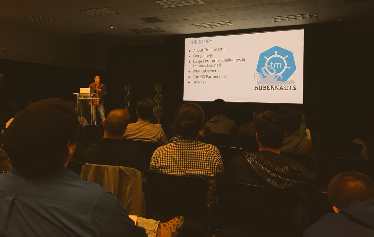 amyhermes's tweet image. It's gettin' "rowdy" as @justinmdean talks "powering unforgettable moments of joy" at @Ticketmaster #TechScale #lak8s // @kubernetesLA