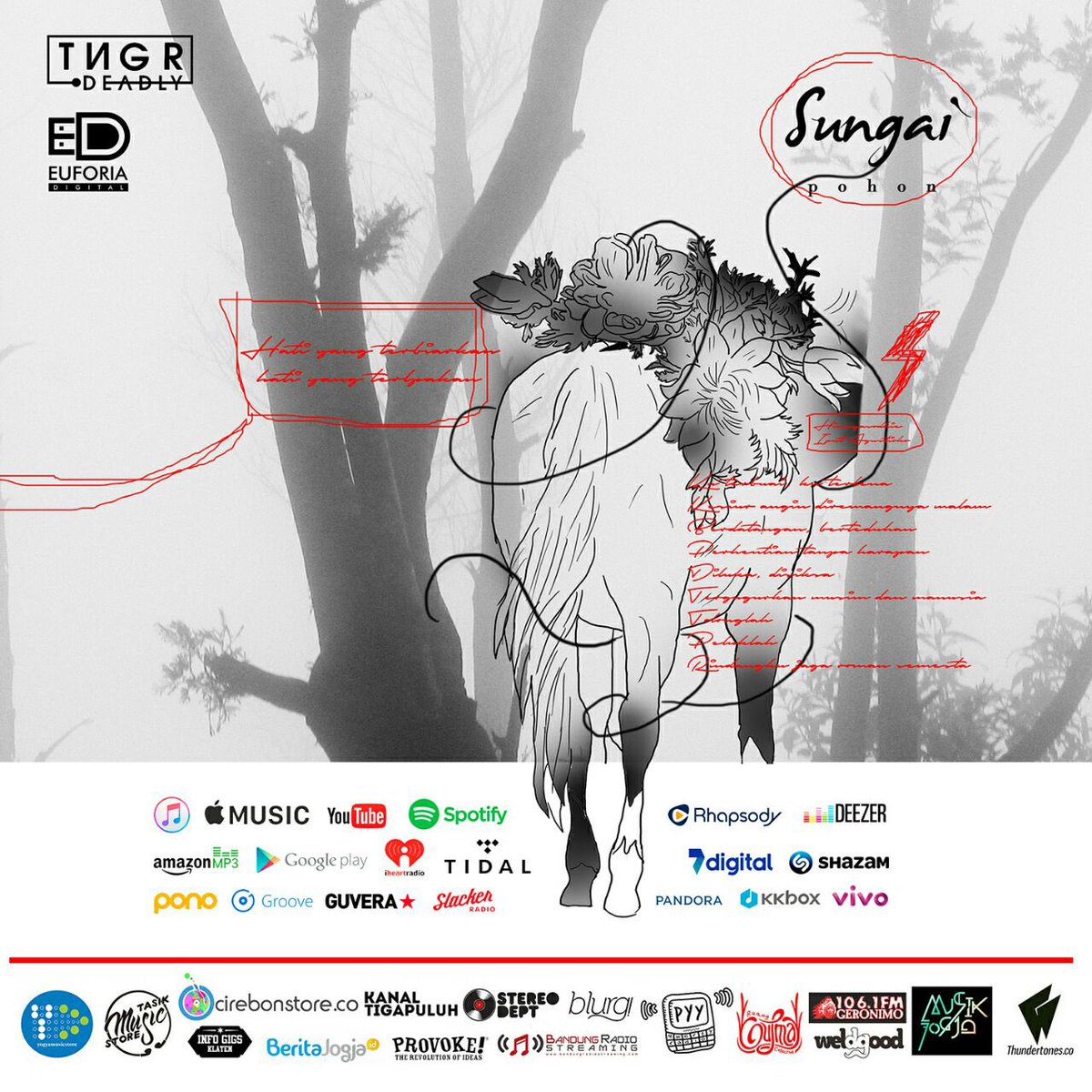 SungaiID's tweet photo. Single terbaru Sungai berjudul Pohon sudah dapat dinikmati di iTunes,Spotify,JOOX,Deezer dan kanal digital lainnya. selamat mendengarkan! https://t.co/22lFnt9ggK