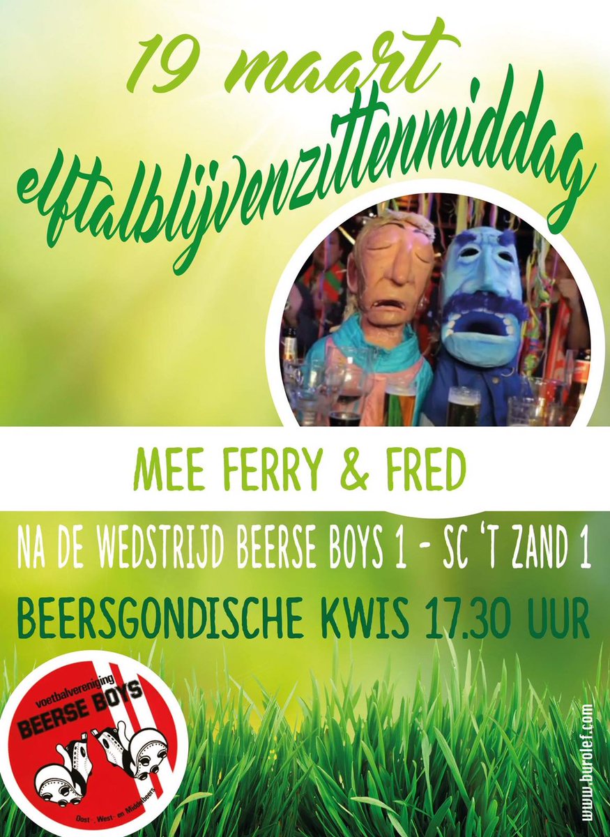 Zondag na de wedstrijd tegen <a href="/SctZand/">SctZand</a> de elftalblijvenzittenmiddag. Met <a href="/Ferry_vd_Zaande/">Ferry van de Zaande</a> en de Beersgondische kwis. Bijzijn is meemaken!